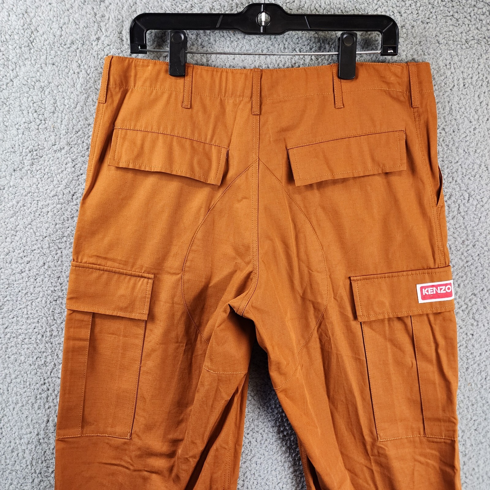 Pre-owned Kenzo Straight-leg Cargo Pants Men's 40 Brown Solid Pockets Button Zip Closure