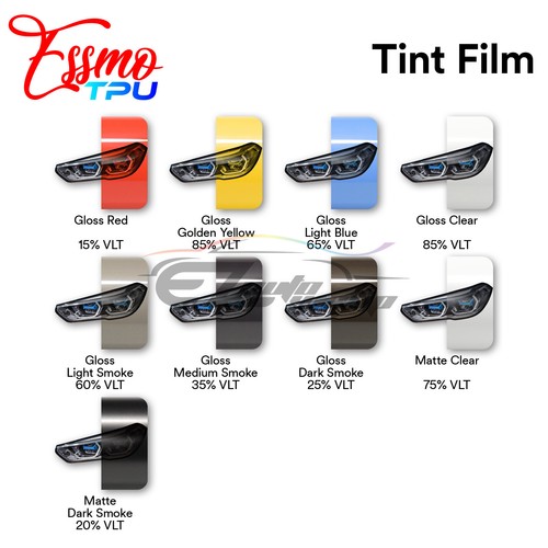 Headlight TPU Tint Gloss Medium Smoke Black PPF Protection Film Tail Light Fog