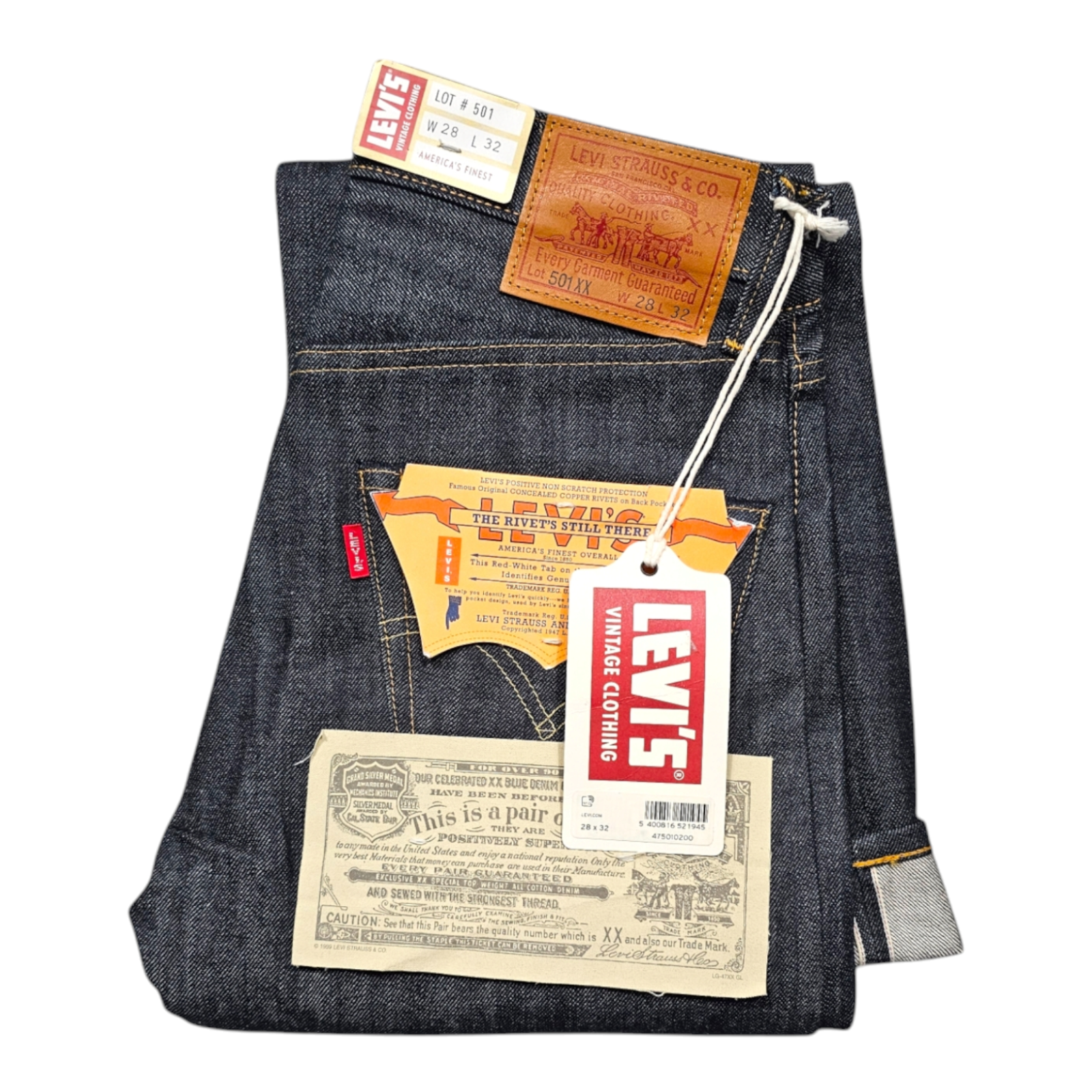 LVC Levi's Vintage Clothing 1947 501 XX Jeans Fiddler Size
