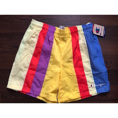 Champion Nylon Warm Up Mesh Lining Shorts Mens Large Color Block NWT
