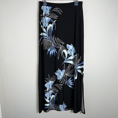 Chico's Chroma Pop Kris Maxi Skirt-Elastic Waist-Black Blue-Size 0 (S) NWT
