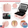 MOMIRA Travel Makeup Bag Cosmetic Bag with Lighted Mirror, Adjustable Brightness in 3 Color Scenarios, Waterproof, 10x Magnifying Mirror, Rotatable Independent Light Mirror- Pink(Solid)