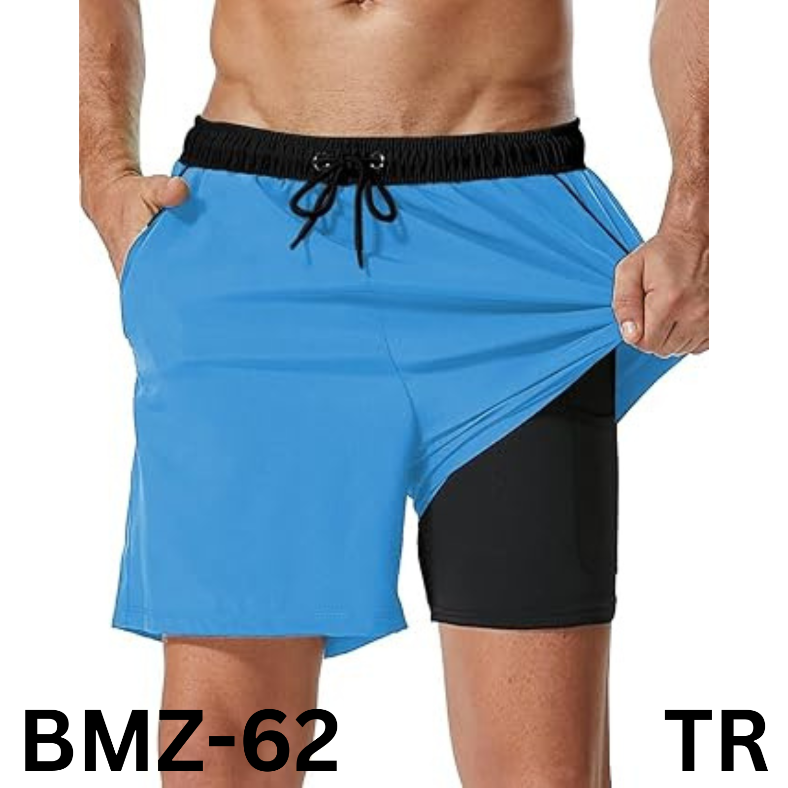 SILKWORLD Men Swimming Trunks with Compression Liner 2 in 1 Quick-Dry Swimsuit L