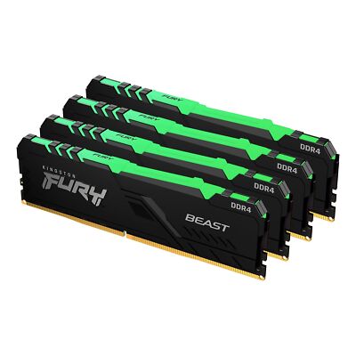 Kingston FURY Beast RGB 64GB (4x16GB) 3200MT/s DDR4 CL16 Memory KF432C16BBAK4/64