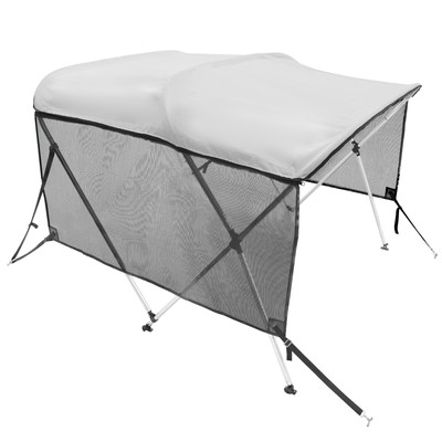 VEVOR 3 Bow Bimini Top Boat Cover Detachable Mesh Sides 600D with Frame 67"-72"W