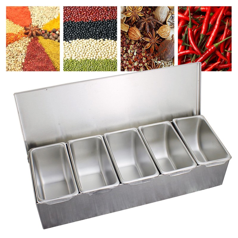 Edelstahl Beilagenbeh?Lter Zutatenbeh?Lter Zutatenbox Aufsatzbord 5x Barbeh?Lte