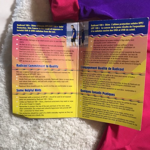 Children’s NWT Radicool Skins Rashguard Childs Size 8 Pink Purple 100 SPF