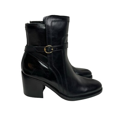 Sam Edelman Simona Block Heel Bootie Black Leather 9.5
