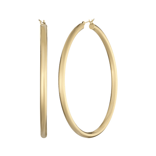 Finecraft 50 mm Polished Hoop Earrings in 14K Yellow Gold-Plated Sterling Silver