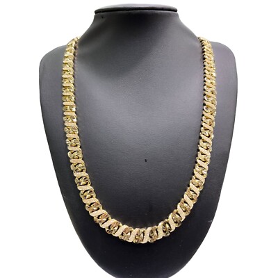 9ct 9k Yellow Gold Diamond Cut Sandblast Chain Necklace 129.11 Grams 60.5cm. New