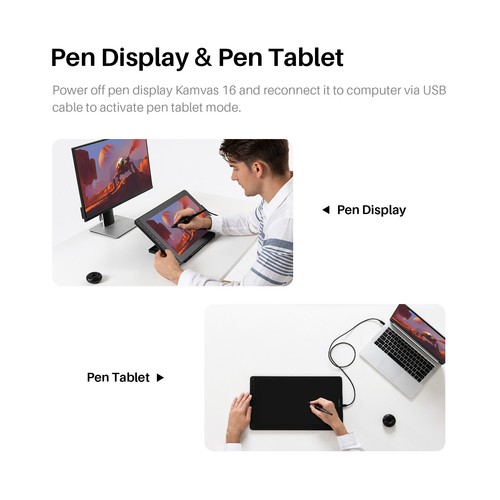 HUION Kamvas 16 2021 Graphics Tablet Pen Display 120% sRGB 15,6" Refurbished