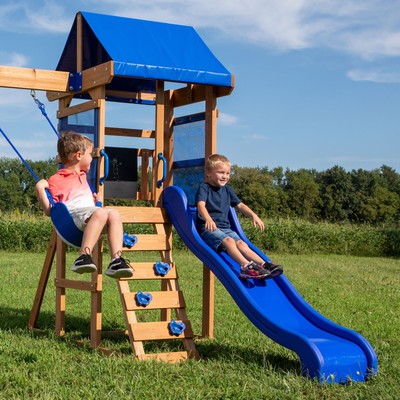 Outdoor Wooden Swing Set W/ Slide Kids Backyard Playground Playset Playhouse,New