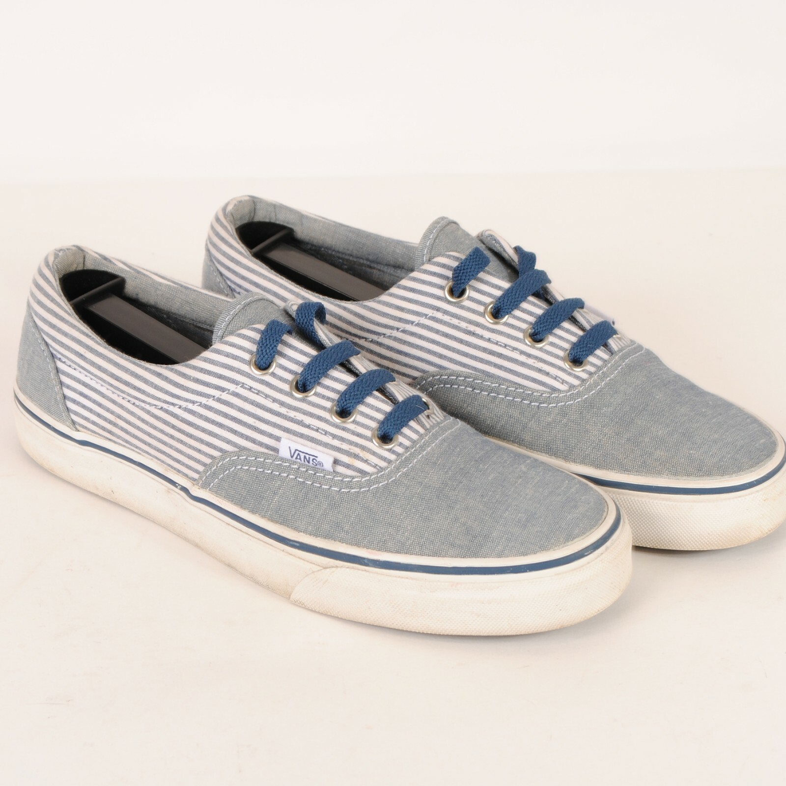 blue and white striped vans