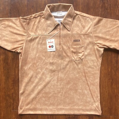 King Louie Vintage Men's Bowling Shirt Brown 1970s Tulsa League L NOS New w/ Tag