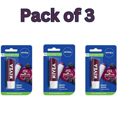 Nivea blackberry shine lip balm for all time Soft lips 4.8g Pack of 3