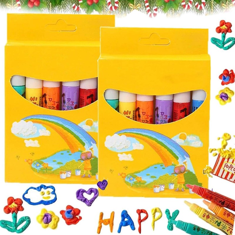 DIY Bubble Popcorn Drawing Pens, Magical Puffy Pens,Popcorn Color Paint Pen NEW