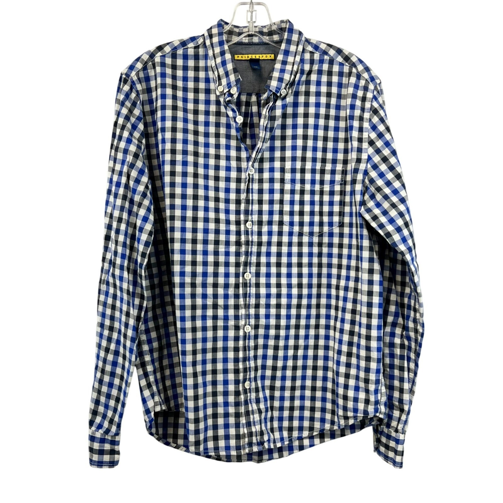 Prince & Fox Men's Checkered Button Up Shirt Blue/Multi Size