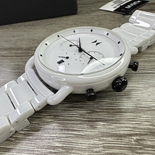 Pre-owned Mvmt New✅ White Ceramic✅ Blacktop Ii 47mm Chronograph Date Watch 28000234