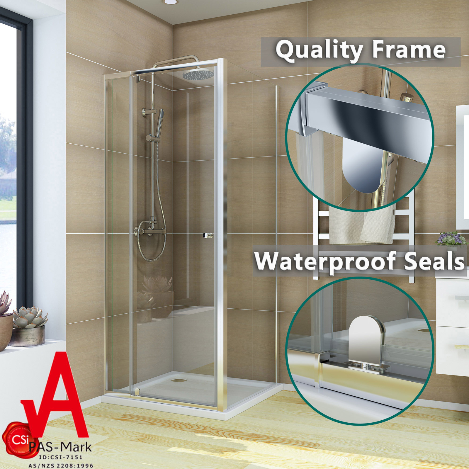 SemiFrameless Adjustable Shower Screen Pivot Door Hinge Optional Base