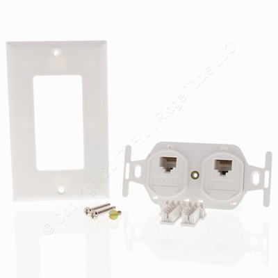 Leviton DUPLEX White Phone Jack VOICE 8-Wire Cat3 T568B Type 106 & 110 41367-IDW