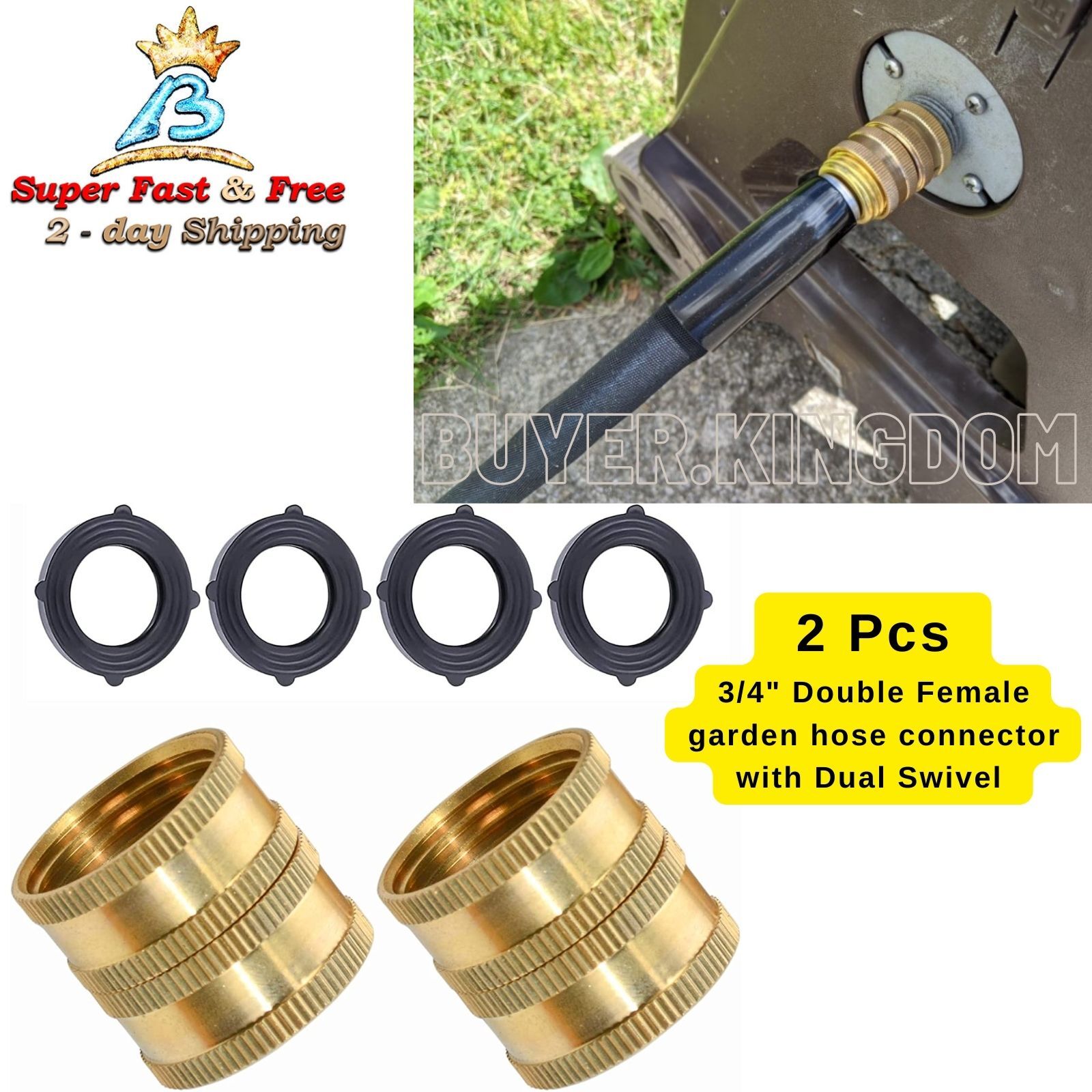 Garden Hose Fittings Connectors Female to Female Adapter For Male Hose Tube Pipe