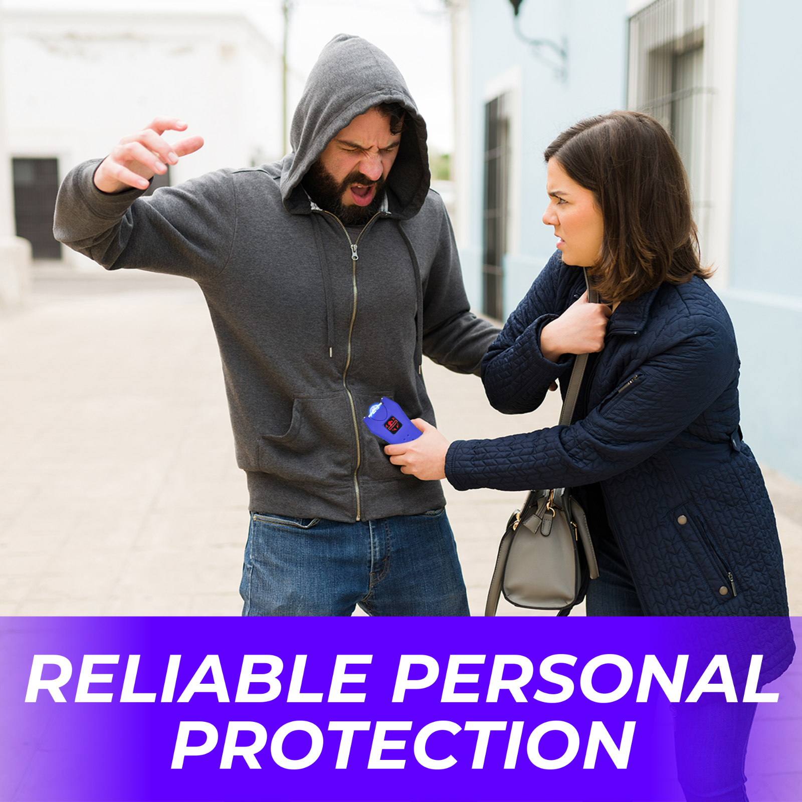 FIGHTSENSE Rechargeable Stun Gun 10 Mil Volts With Led Light Extremely Powerful