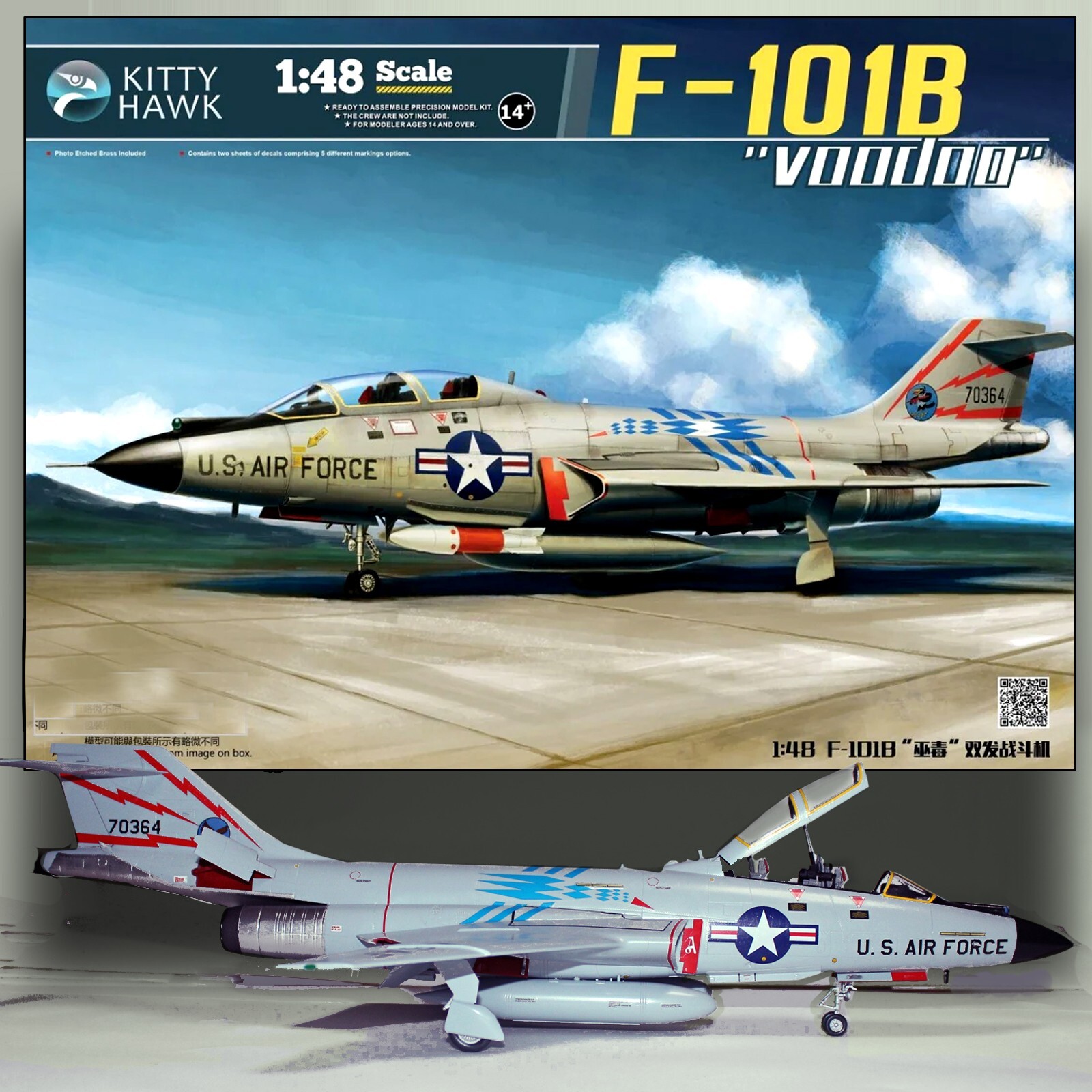 キティホークモデル 1/48 マクダネル RF-101C&G/H ブードゥー RF-101 C&G/H ヴードゥー 偵察機 (プラモデル) - ホビーサーチ
