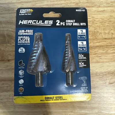 BIG HERCULES 2pc #4 #5 COBALT STEEL STARTER POINT STEP DRILL BITS HA22-61-SEALED