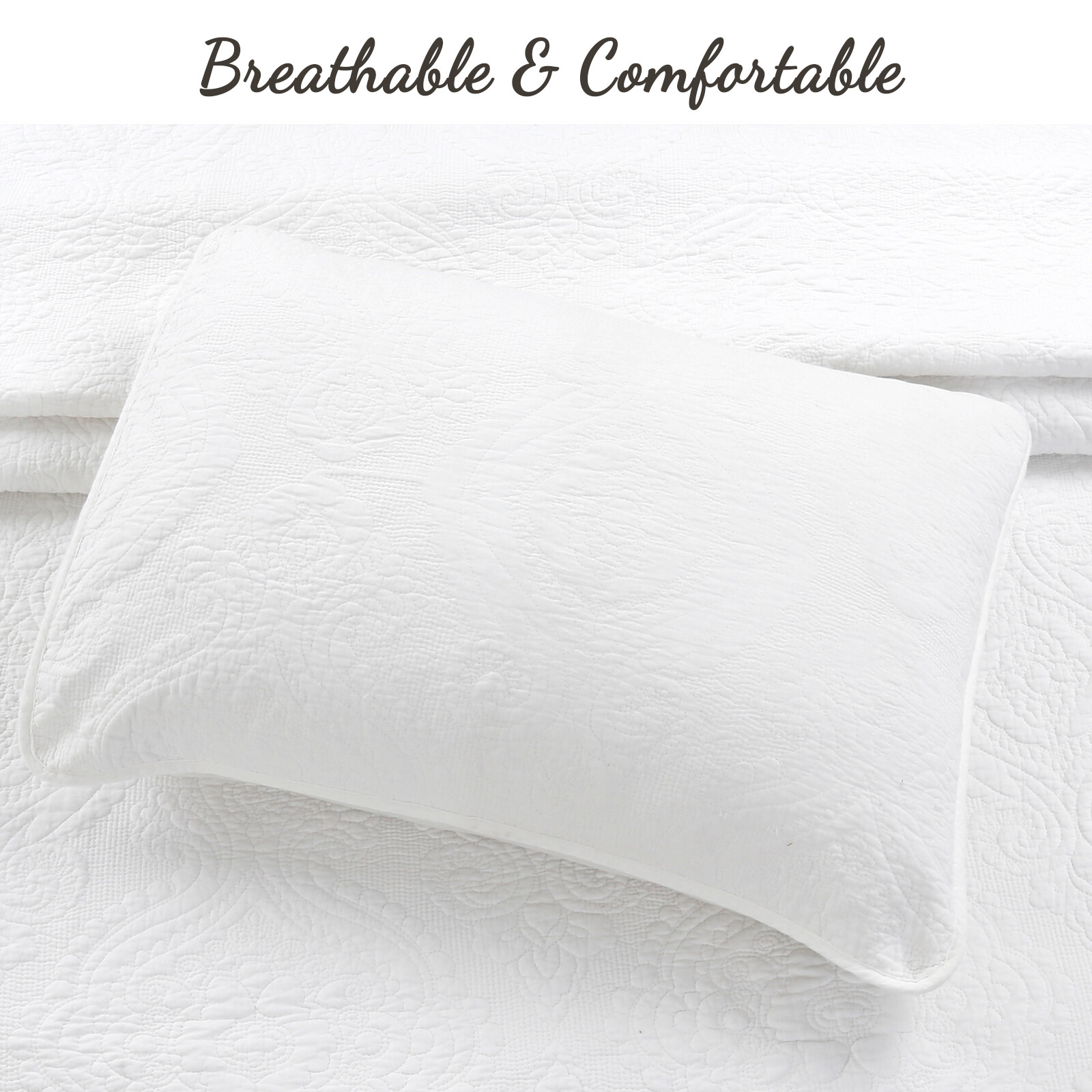 White Medallion Reversible Cotton Quilt Set Bedspreads Coverlet Daybed