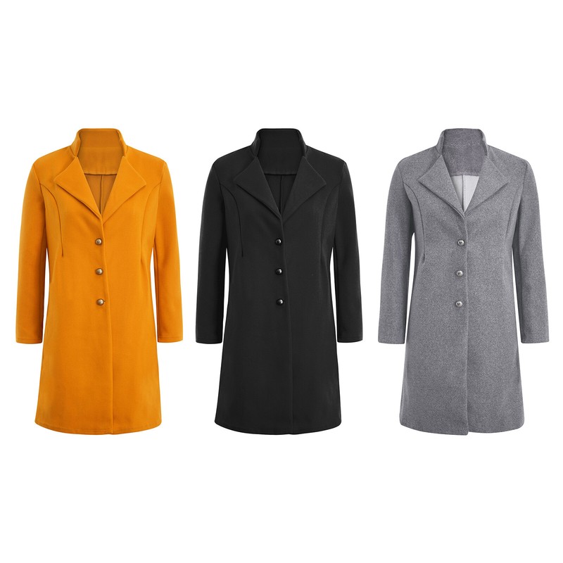 Womens Coat Lapel Wool V Neck Jacket Autumn Outerwear