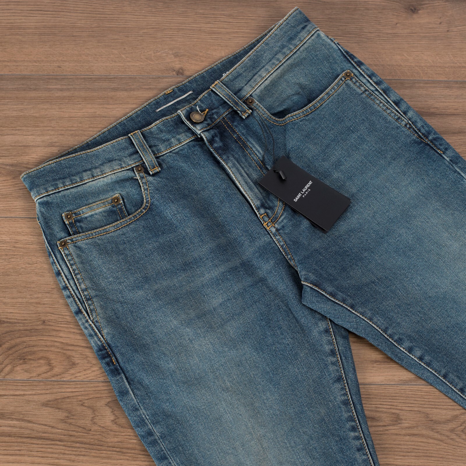 Pre-owned Saint Laurent 690$ Skinny Jeans - Light 80s Blue Denim - Mid Rise, Cropped