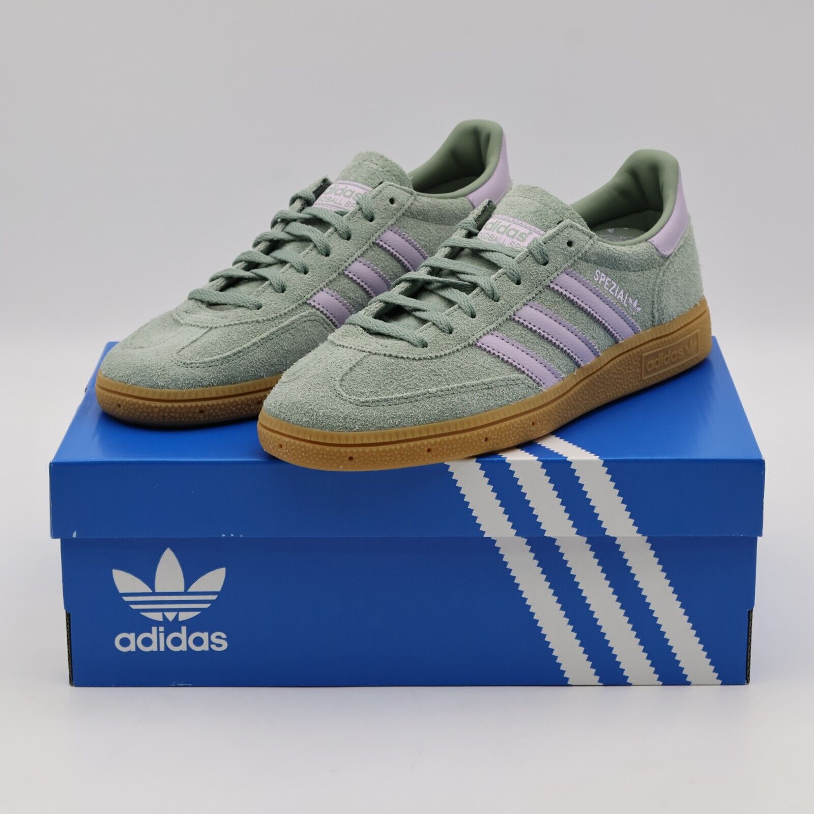 JS2857 adidas Originals Handball Spezial Silver Green Silver Dawn Gum (Women's) JS2857 adidas Originals Handball Spezial Silver Green Silver Dawn Gum (Women's)