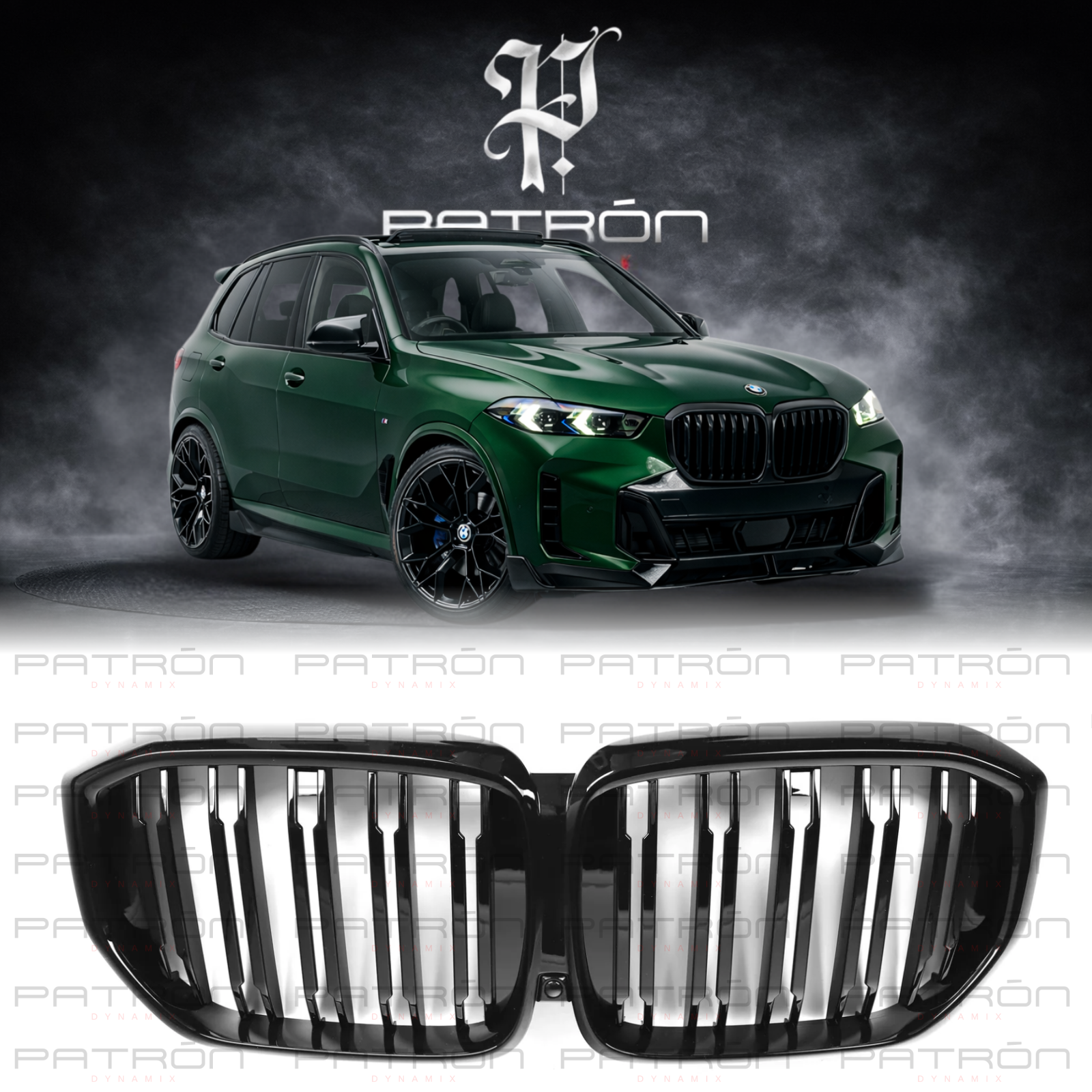 BMW X5 G05 LCI 2023+ Double Slat Kidney Grille Gloss Black M Style Front Grill
