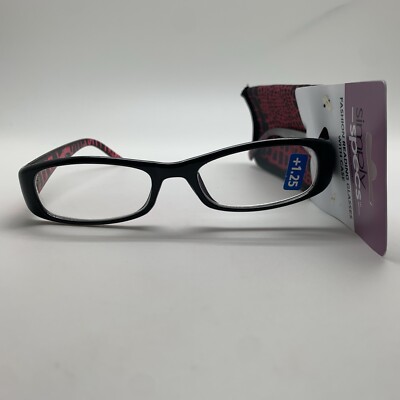 D859 Foster Grant VIANCA BLK +1.25 Women's Reading Glasses Readers Simply Specs