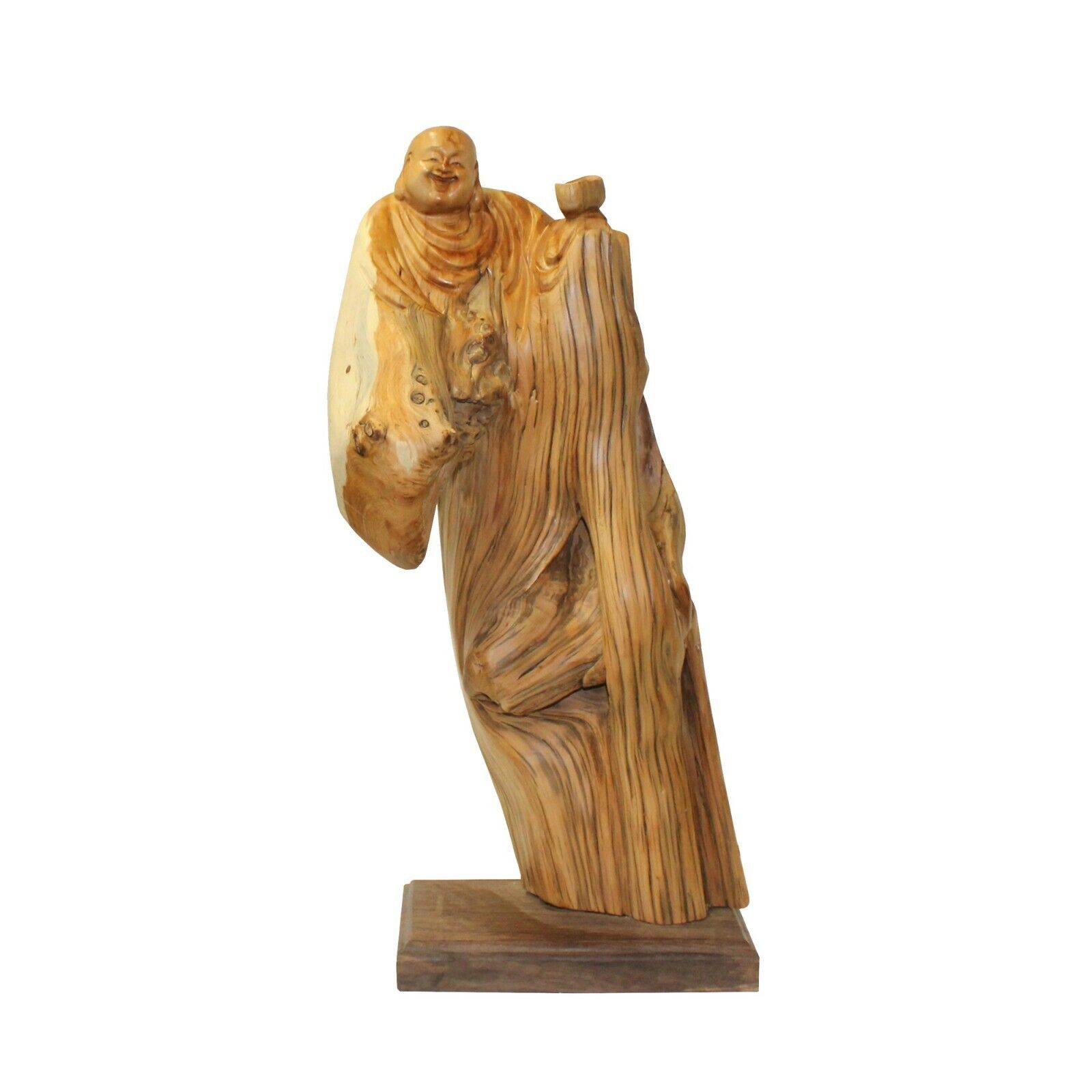 Chinese Cypress Wood Carved Irregular Shape Happy Buddha Statue ws1004S Chinese Cypress Wood Carved Irregular Shape Happy Buddha Statue ws1004S