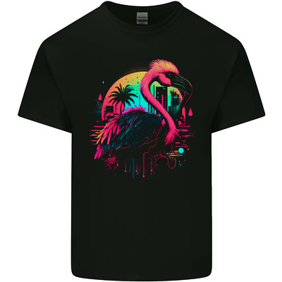 A Retro Flamingo Mens Cotton T-Shirt Tee Top