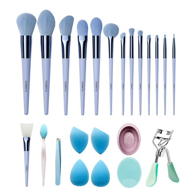 23pcs Makeup Brushes Kit Set Foundation Brush Sponge Eyelash Curler Tweezer Set