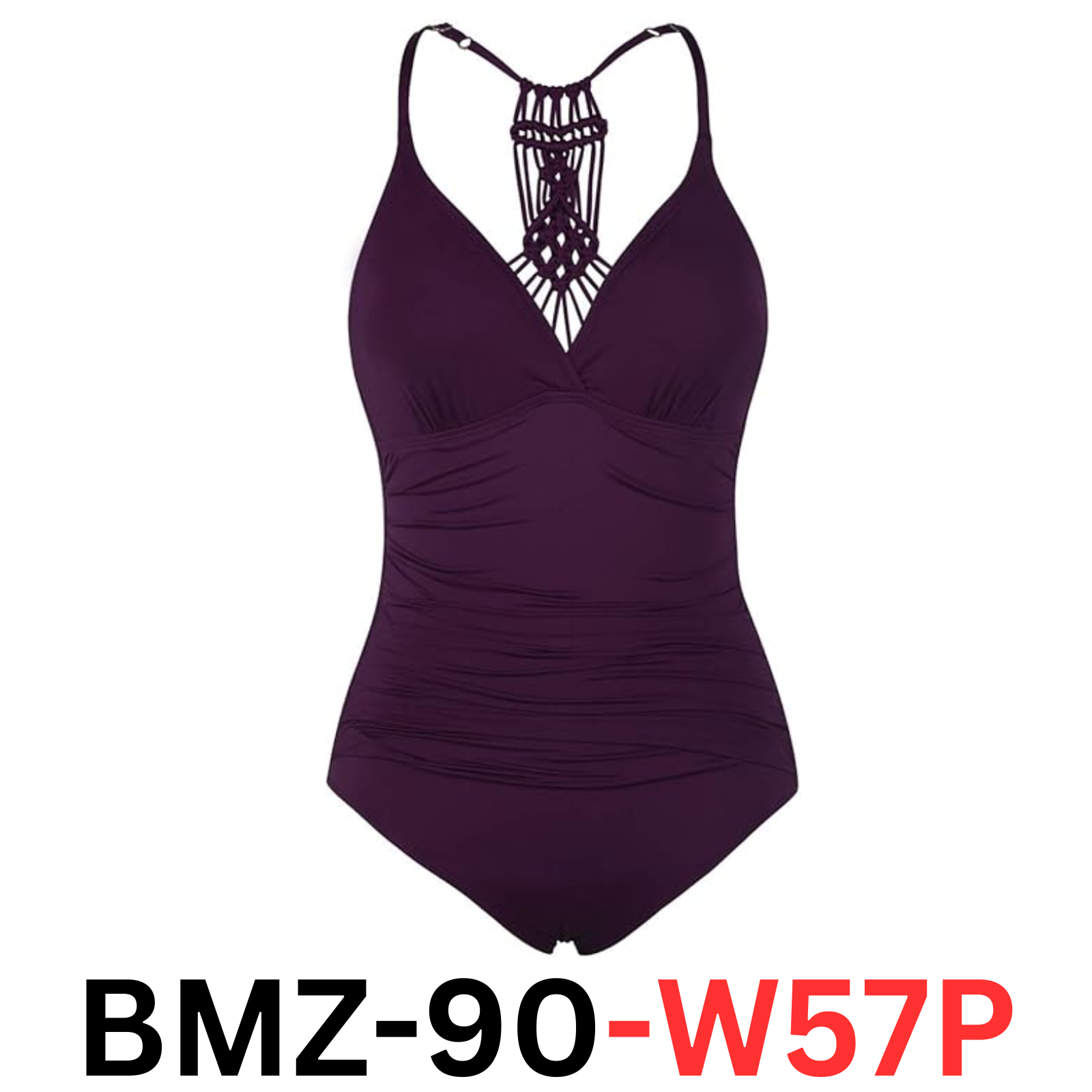 Hilor Women's Shirred Halter One Piece Swimsuits Macrame Back Swimwear Suit, 12