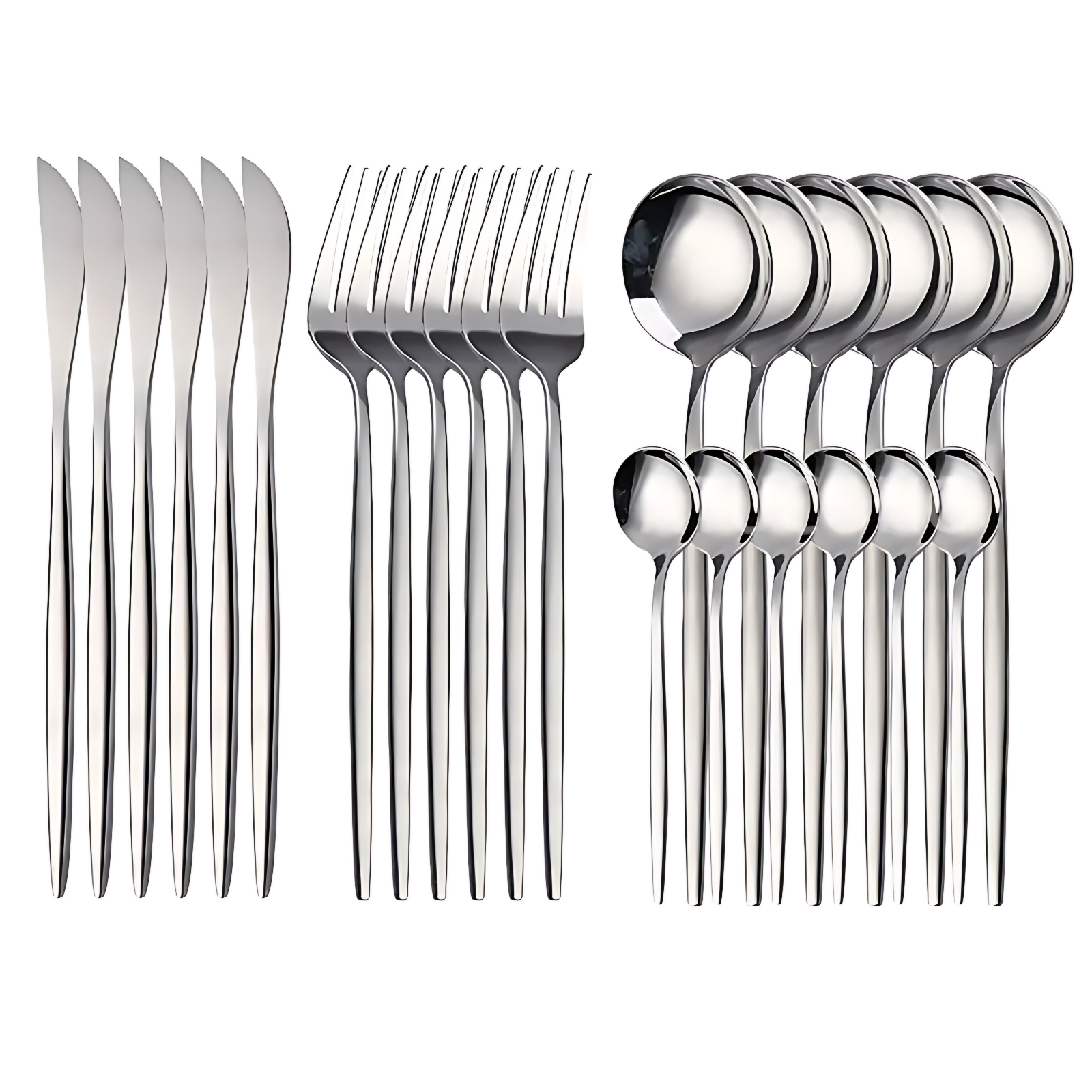 24pcs Elegant Tableware Set, Stainless Steel Mirror Polished Silverware Set
