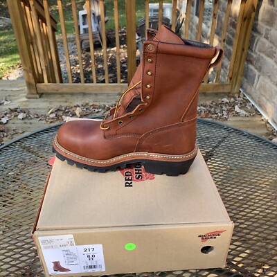 Red Wing 217 Waterproof Logger Boots Soft Toe Mens Size 8 EE Electrical Haz NEW