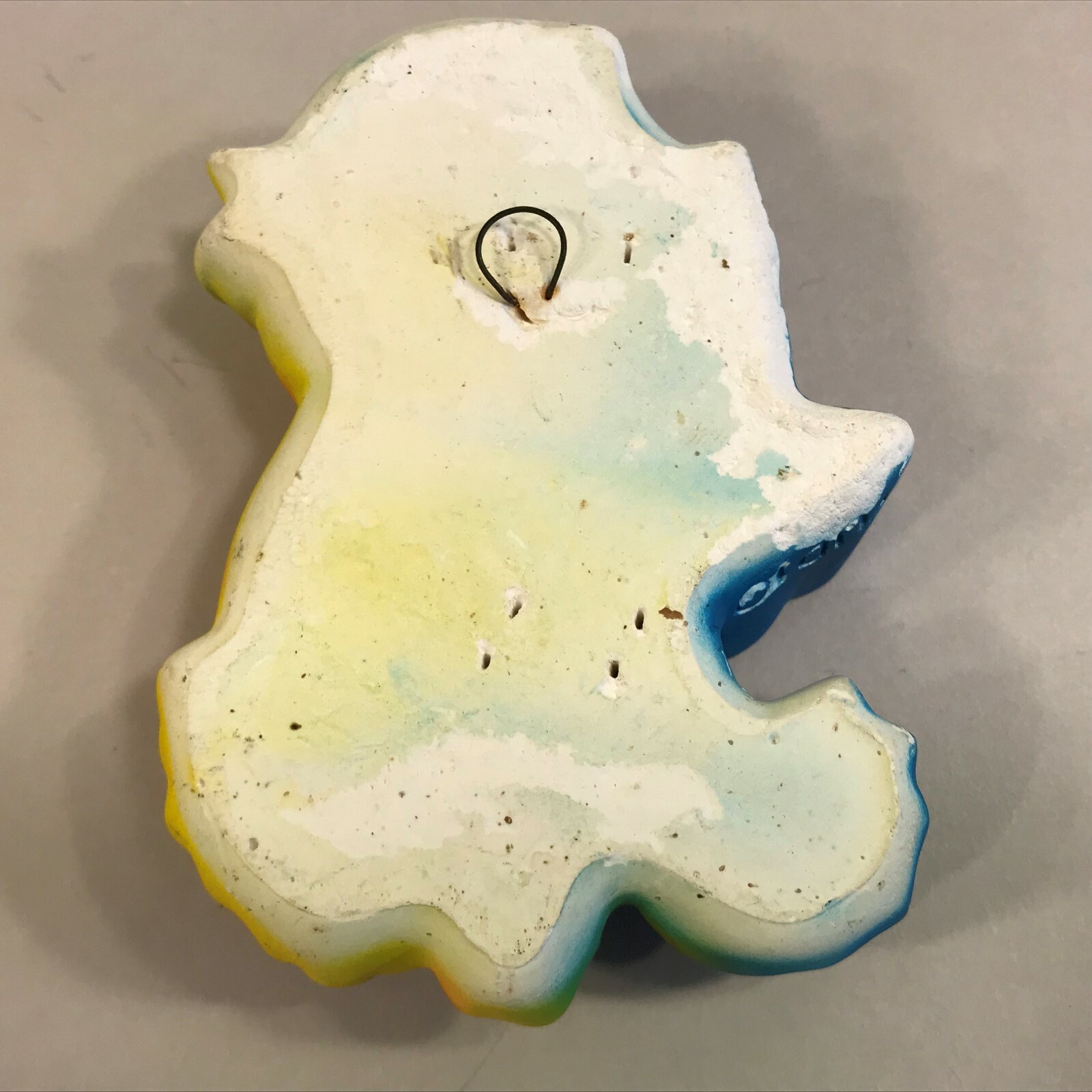 Miller Studio 1970 Chalkware Blue Bird Wall Hanging Cheerful Yellow Flowers Vtg