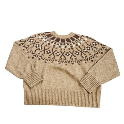 Sonoma Fair Isle Sweater Large Brown Nordic Crewneck Knit Pullover