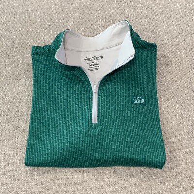 New Good Good Ice Tee Q-Zip Golf Pullover Medium Green AOP Pattern