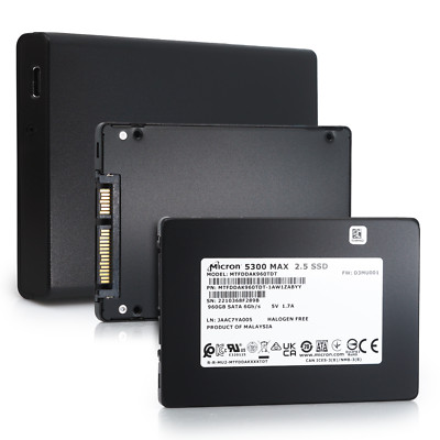 Micron 5300 MAX 960GB SATA Enterprise SSD 6Gb/s 5DWPD w/ 2.5'' USB-C External