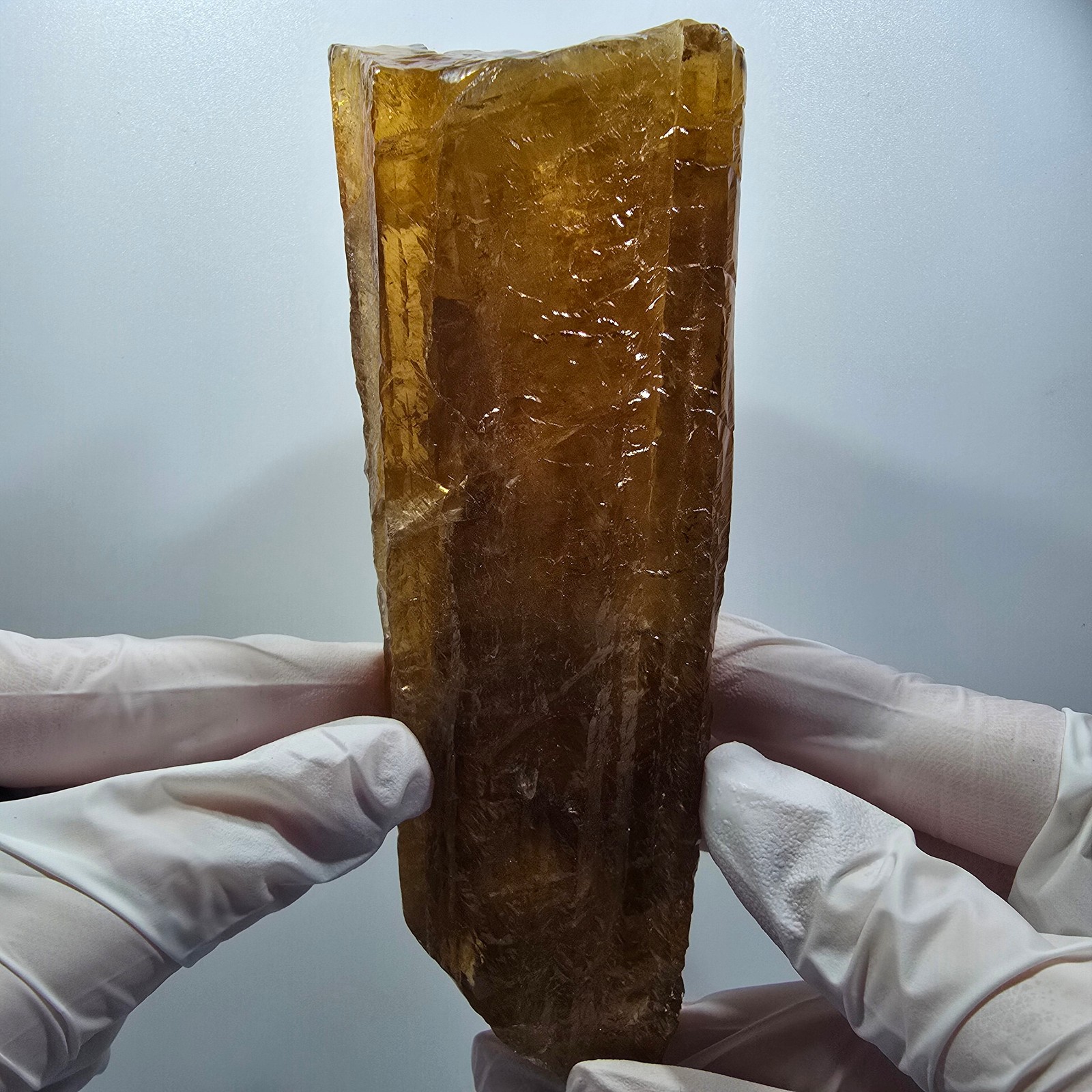 XL Natürlicher Honig Calcit Kristall, gelb orange Erongo, Namibia 146*55*53mm