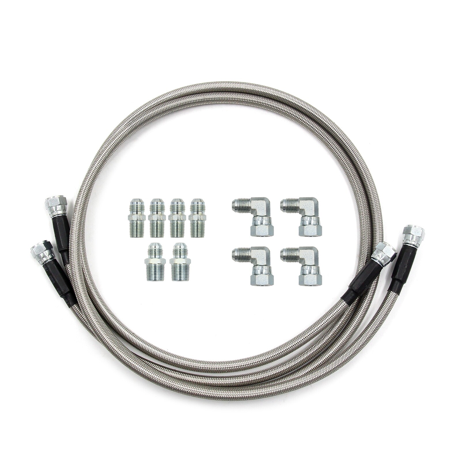 52" Length SS Braided Transmission Cooler Hose Lines For TH350 700R4 TH400