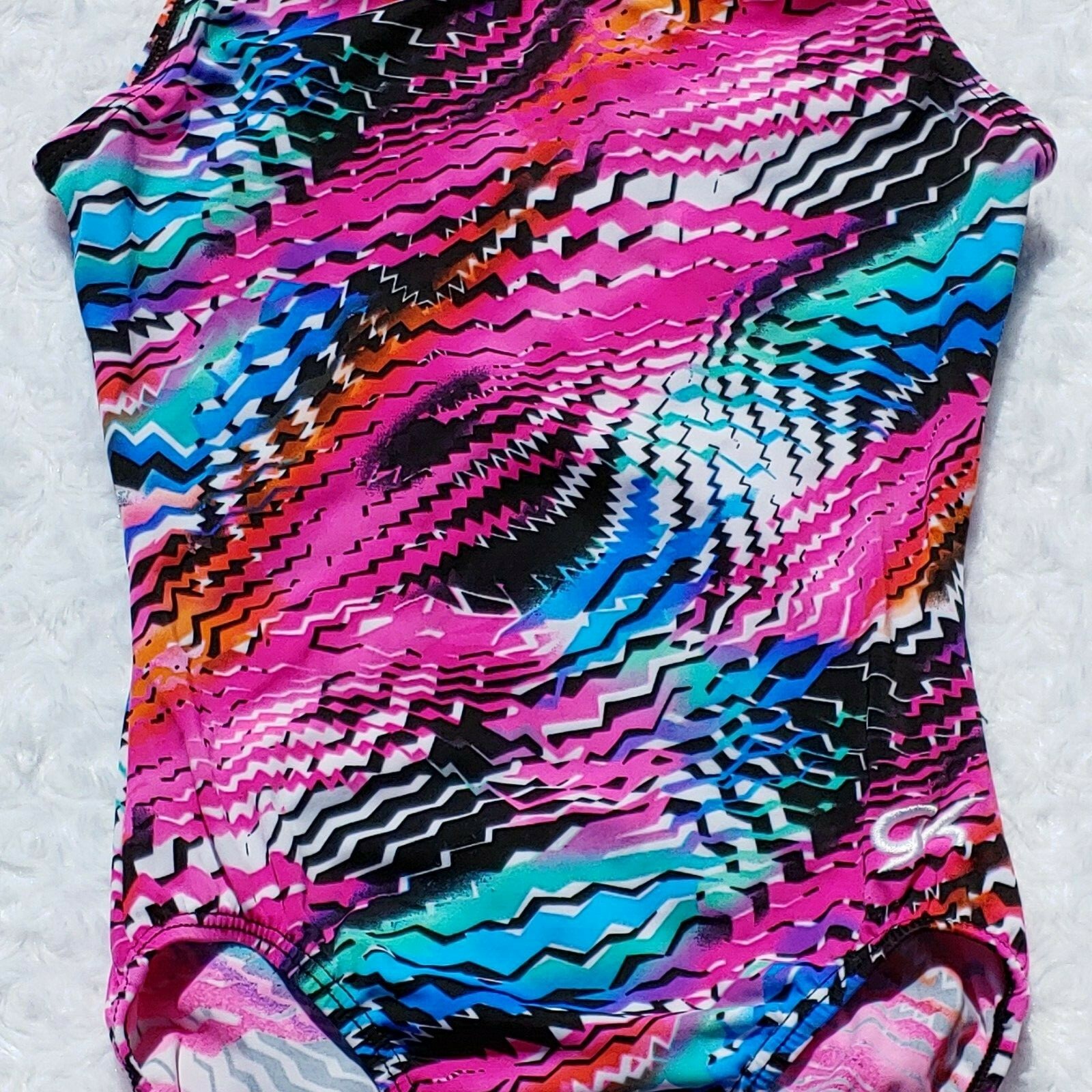 GK ELITE Gymnastics Leotard Colorful Black Pink Adult Extra Small AXS