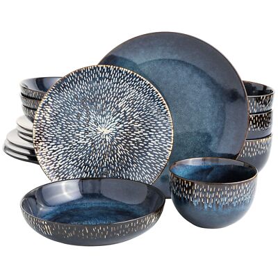 Gibson Elite Matisse 16 Piece Double Bowl Dinnerware Set, Co