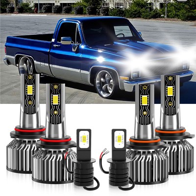 For GMC R3500 1988-1991 LED Headlight Bulbs+Fog Lamp kits 6500K white Combo