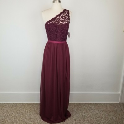 long one shoulder lace bridesmaid dress f17063